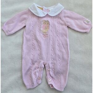 Vintage Peter Rabbit Flopsy Bunny Preemie Pink Knit Romper One Piece Baby Girl